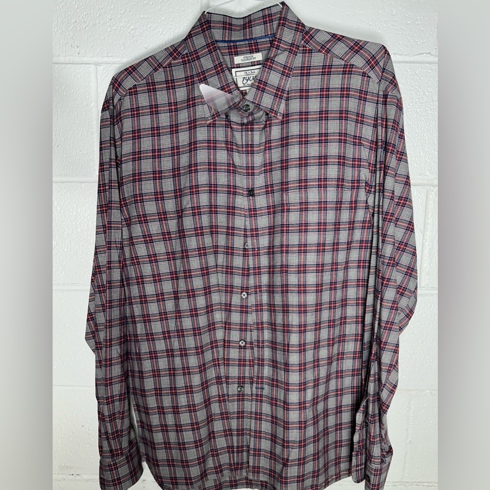 Jos. A. Bank 1905 Stretch Tailored Fit Plaid Shirt - Size XL